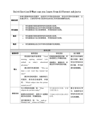 人教版（2025）七上Unit4 Section B What can you learn from different subjects？教学设计.docx