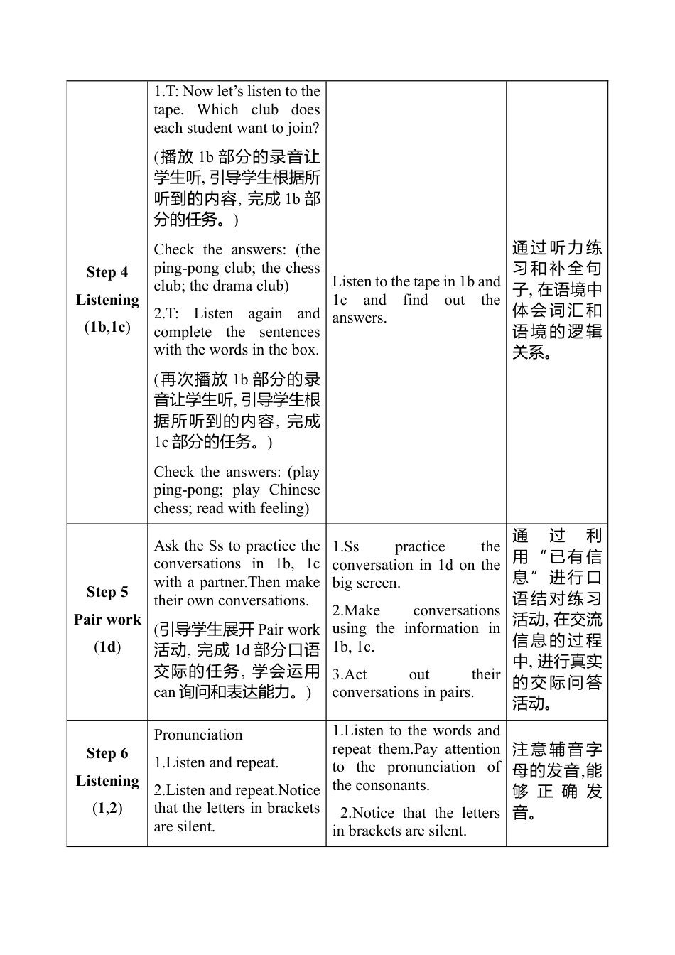 人教版（2025版）七年级上册Unit 5 Fun Clubs教案（表格式，4课时）.docx_第3页