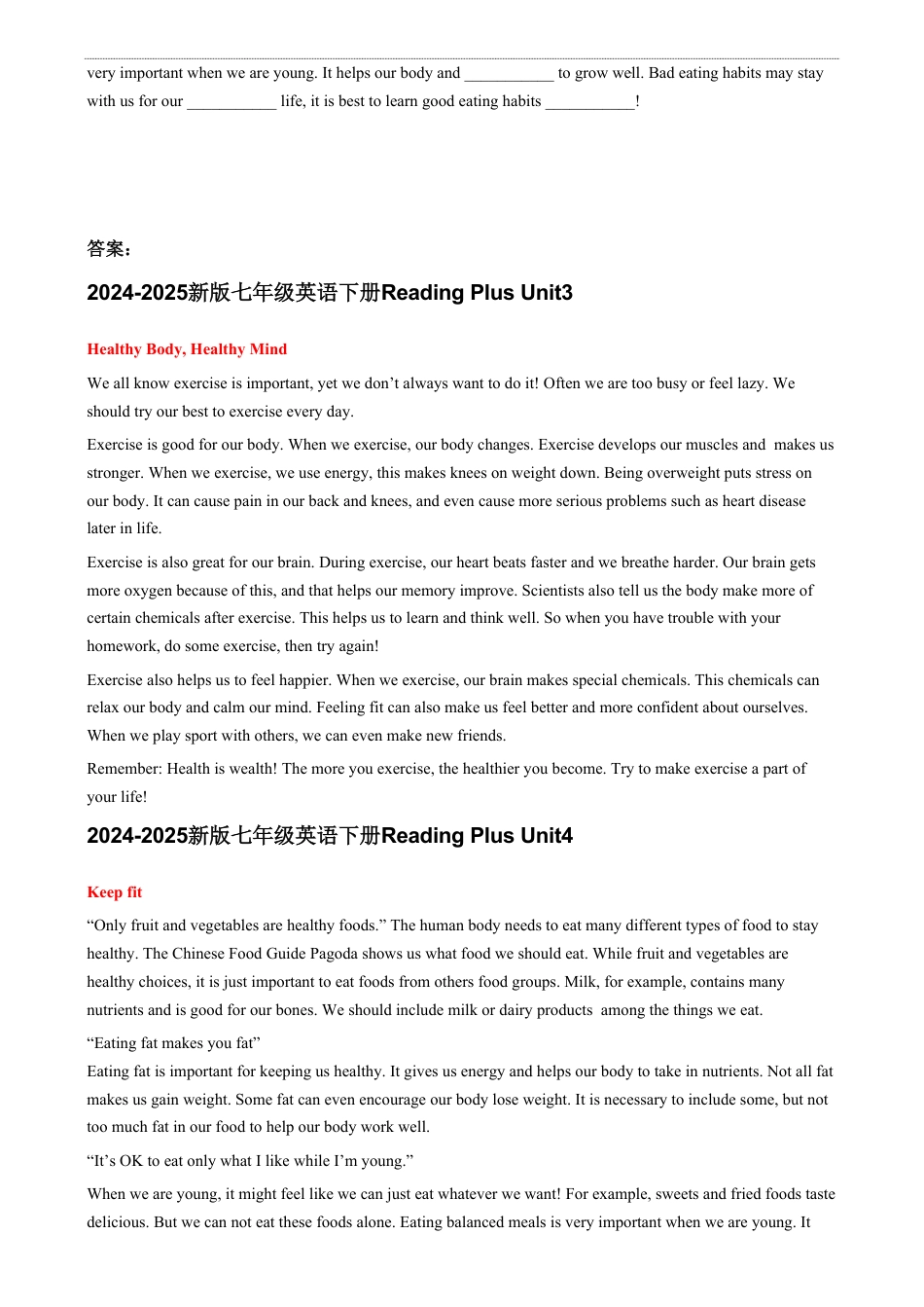 Unit 3 -4 reading plus填空人教版（2025）七年级英语下册.pdf_第2页