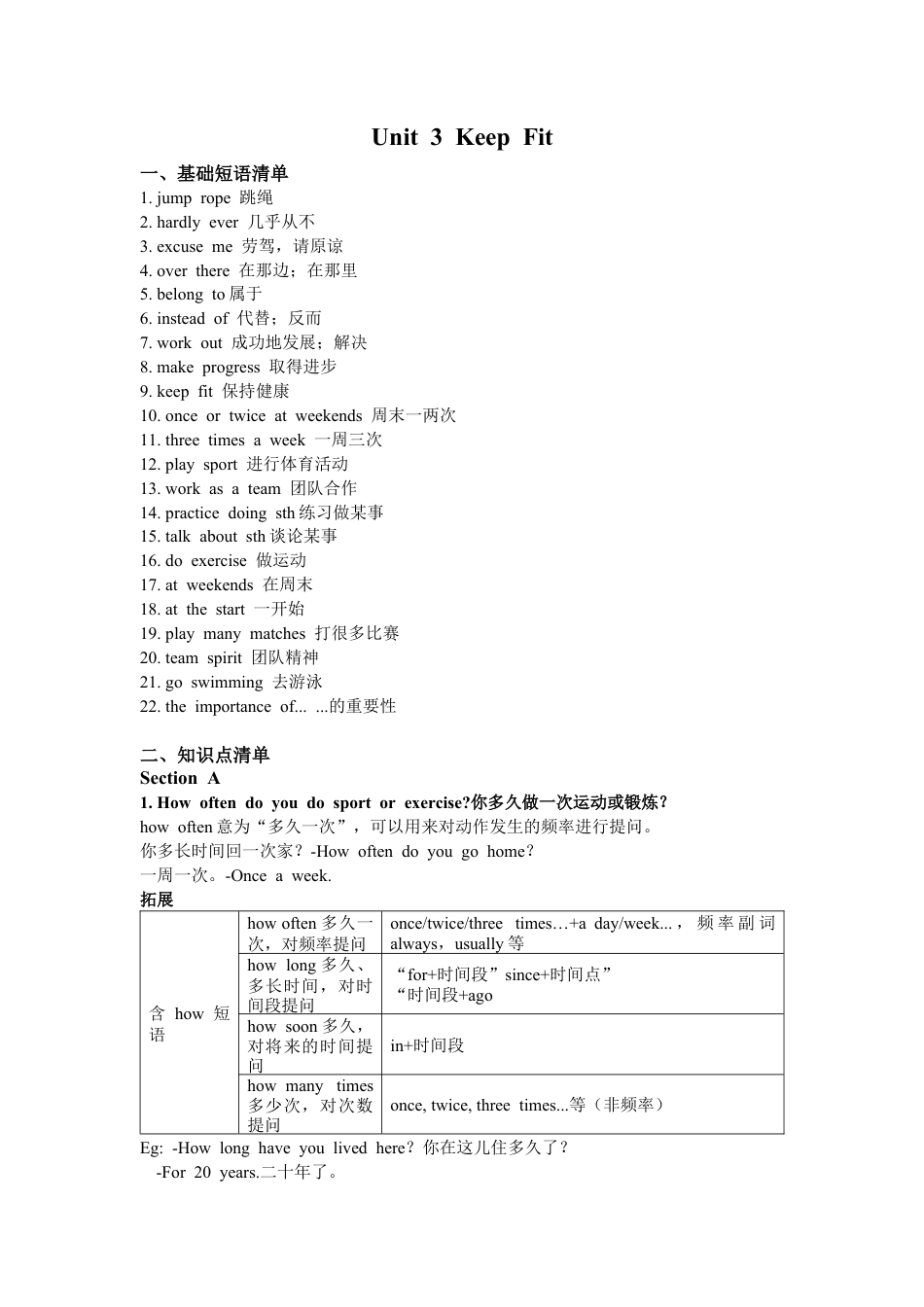 Unit 3 知识清单（人教版七下）.docx_第1页