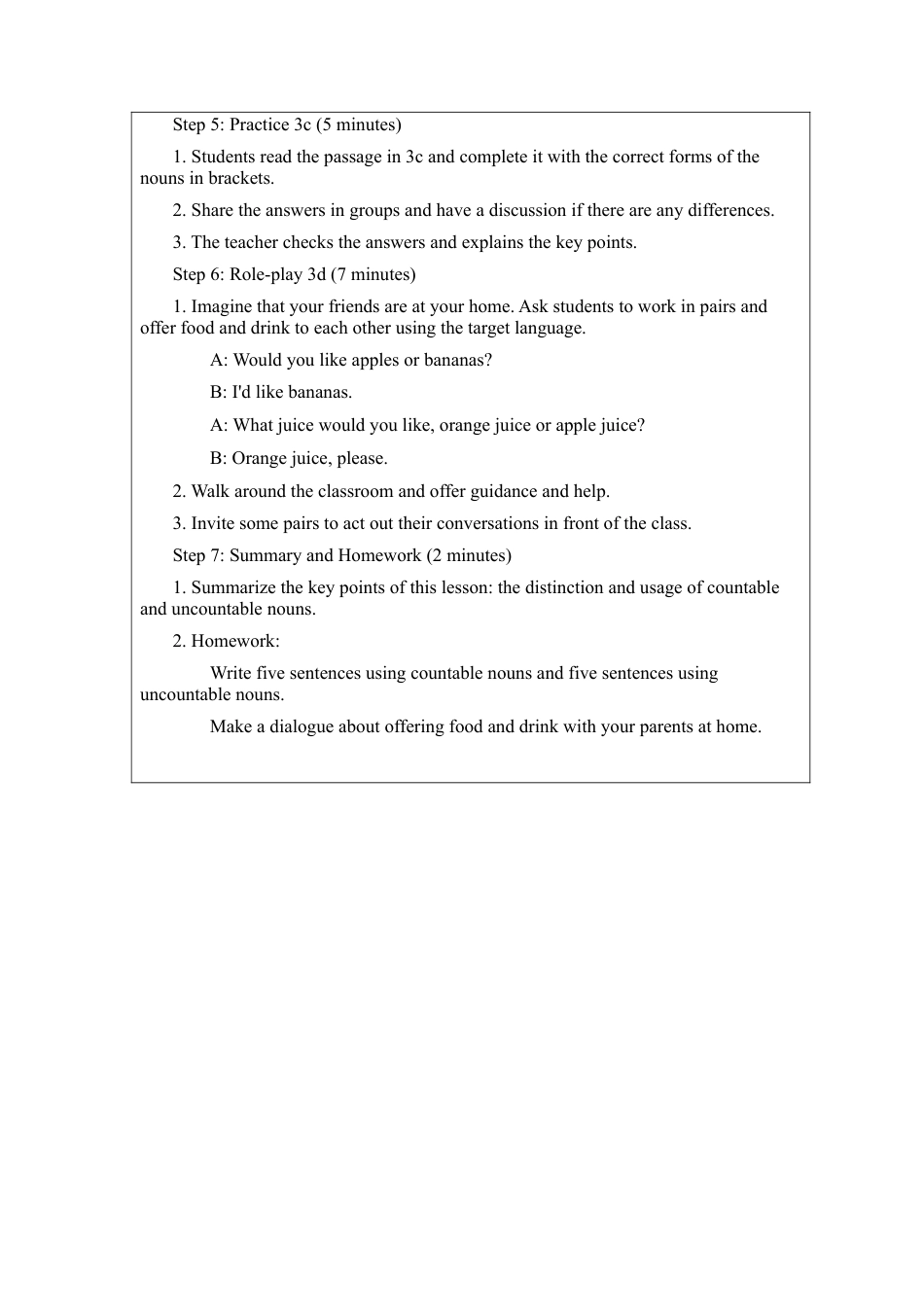 Unit 4 Eat well Section A Grammar  英文版教案（人教版七下）.docx_第3页