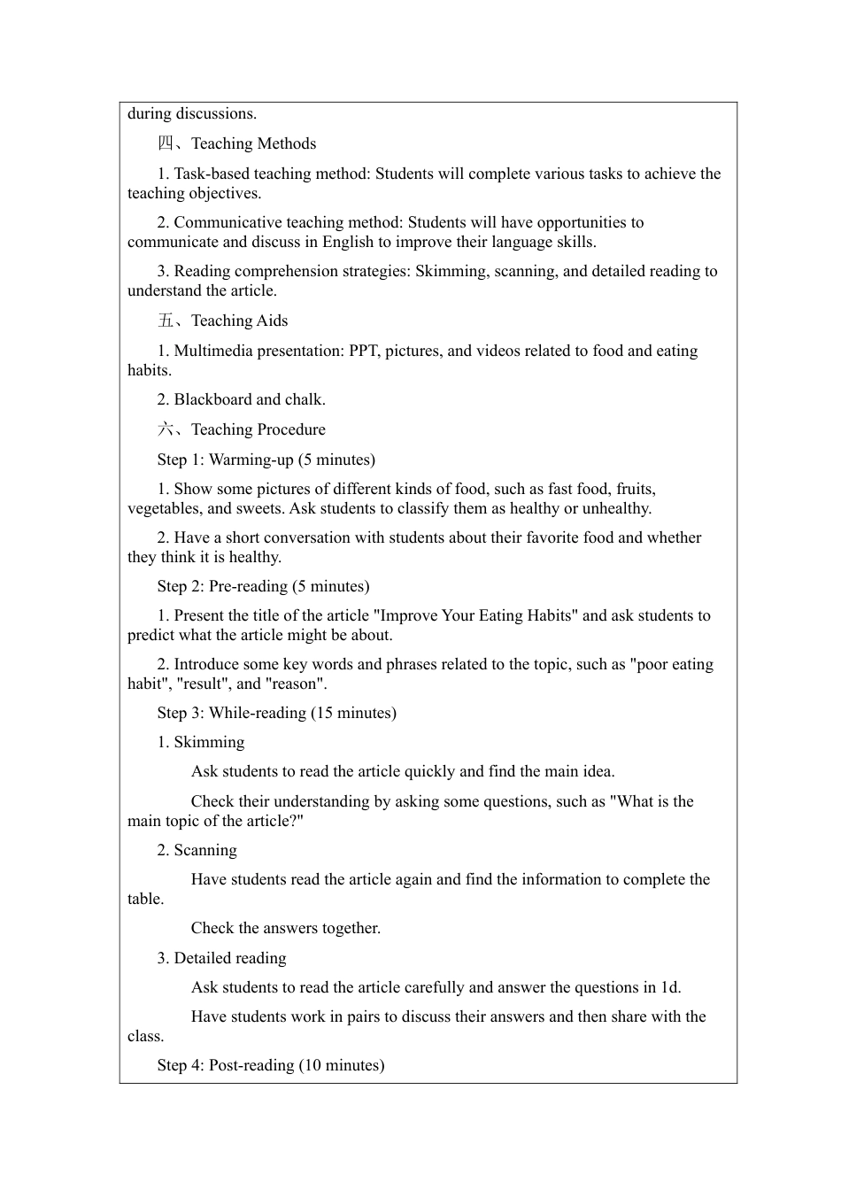 Unit 4 Eat well Section B 1a~1d  英文版教案  （人教版七下）.docx_第2页