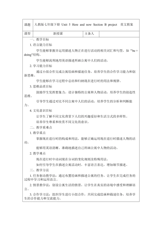 Unit 5 Here and now Section B project   英文版教案（人教版七下）.docx