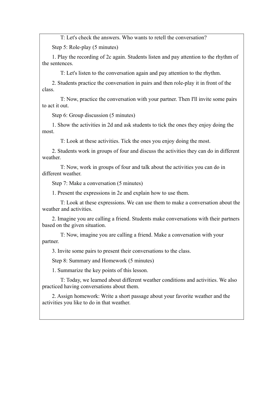 Unit 6 Rain or shine Section A 2a-2e 教案 （人教版七下）.docx_第3页