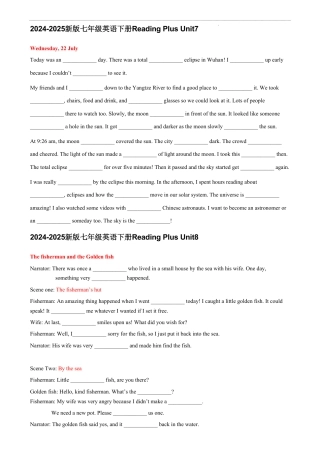 Unit 7~8 reading plus填空练习-- 2025年 人教版七年级下册英语.pdf