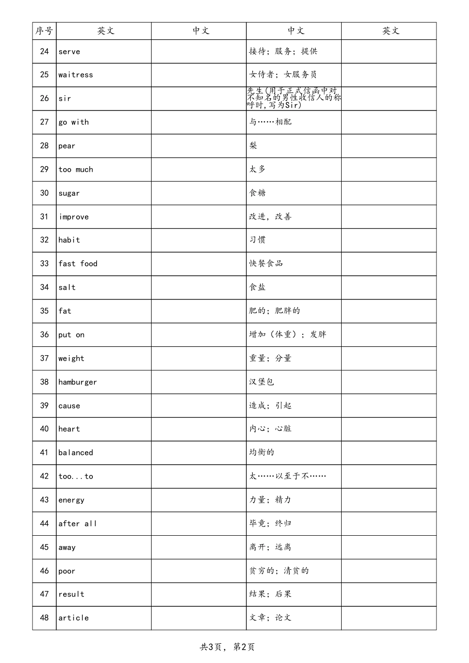 unit4中英互译（人教版七下）.pdf_第2页