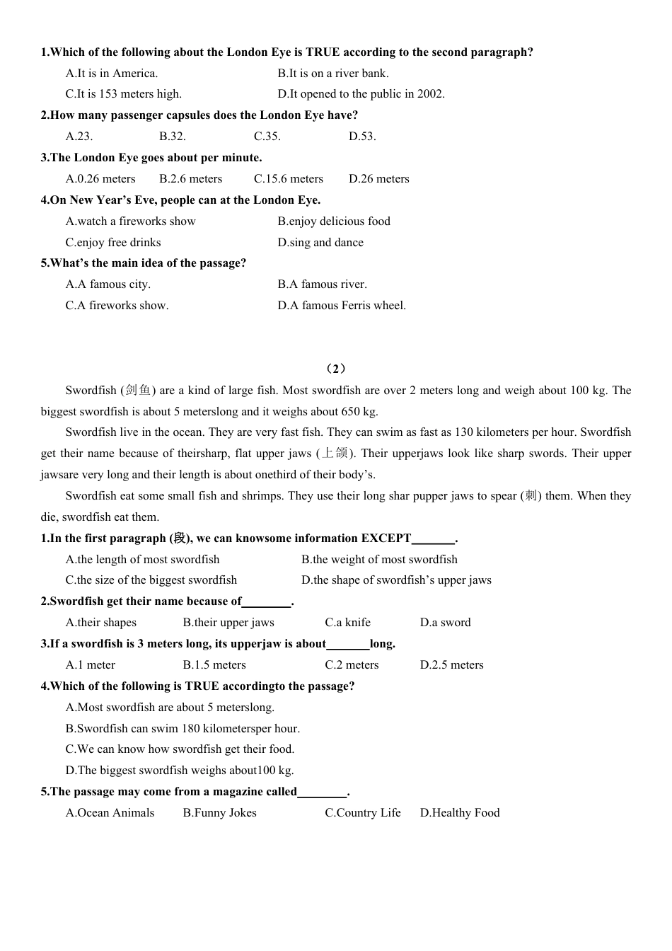 七下英语培优练习册unit5.pdf_第2页