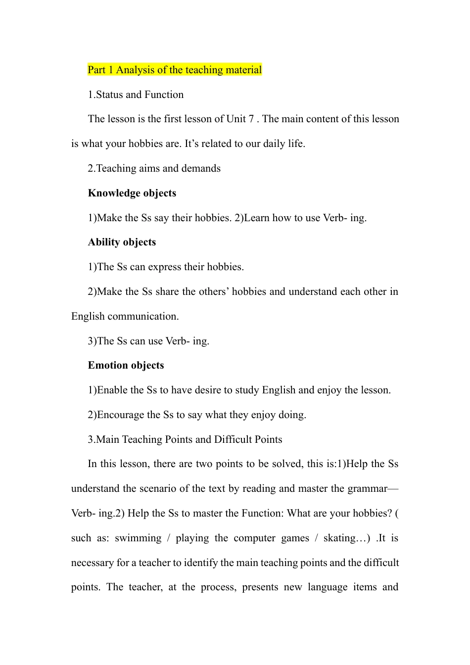 初中英语说课稿模板（全英文）.docx_第1页