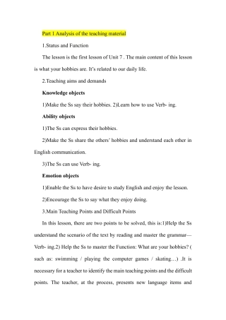 初中英语说课稿模板（全英文）.docx