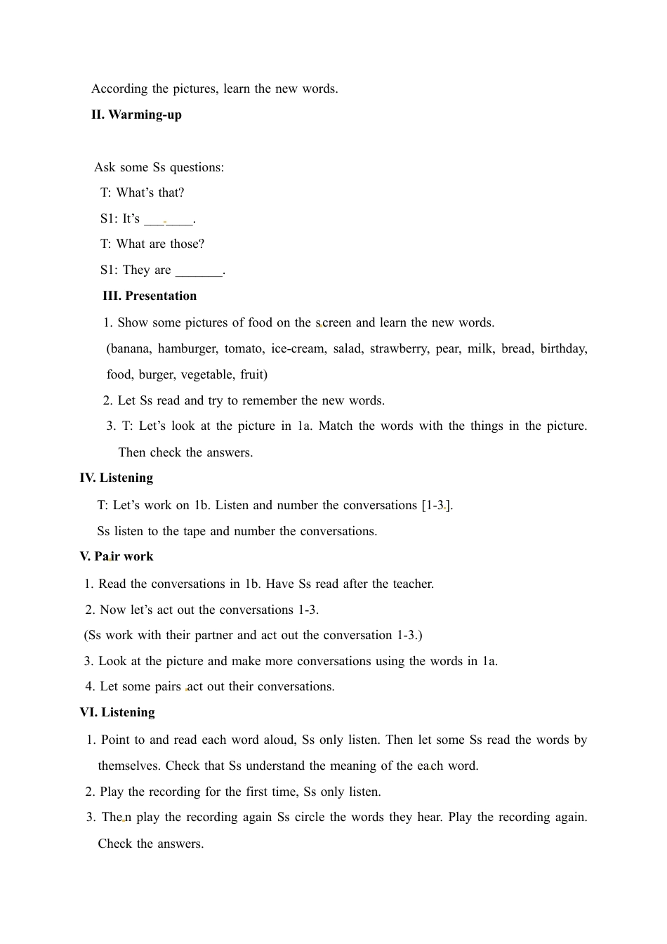 人教七年级上教案：Unit 6 Do you like banana Section A 1 (1a-2d).docx_第2页