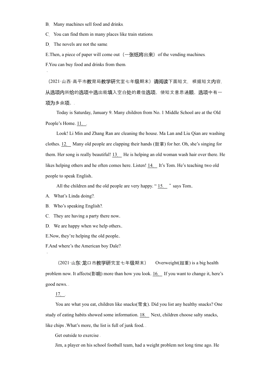 阅读还原20篇（名校最新期末真题）-七年级英语寒假作业（人教版 ）.docx_第2页