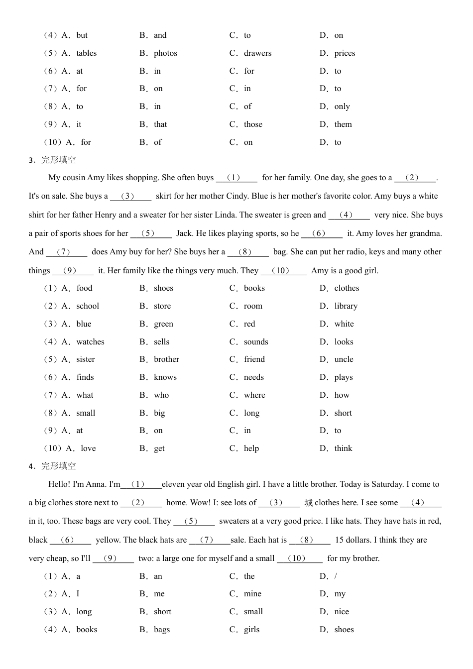 七年级上册-英语单元阅读重点训练  第七单元阅读练习（试卷）.docx_第2页