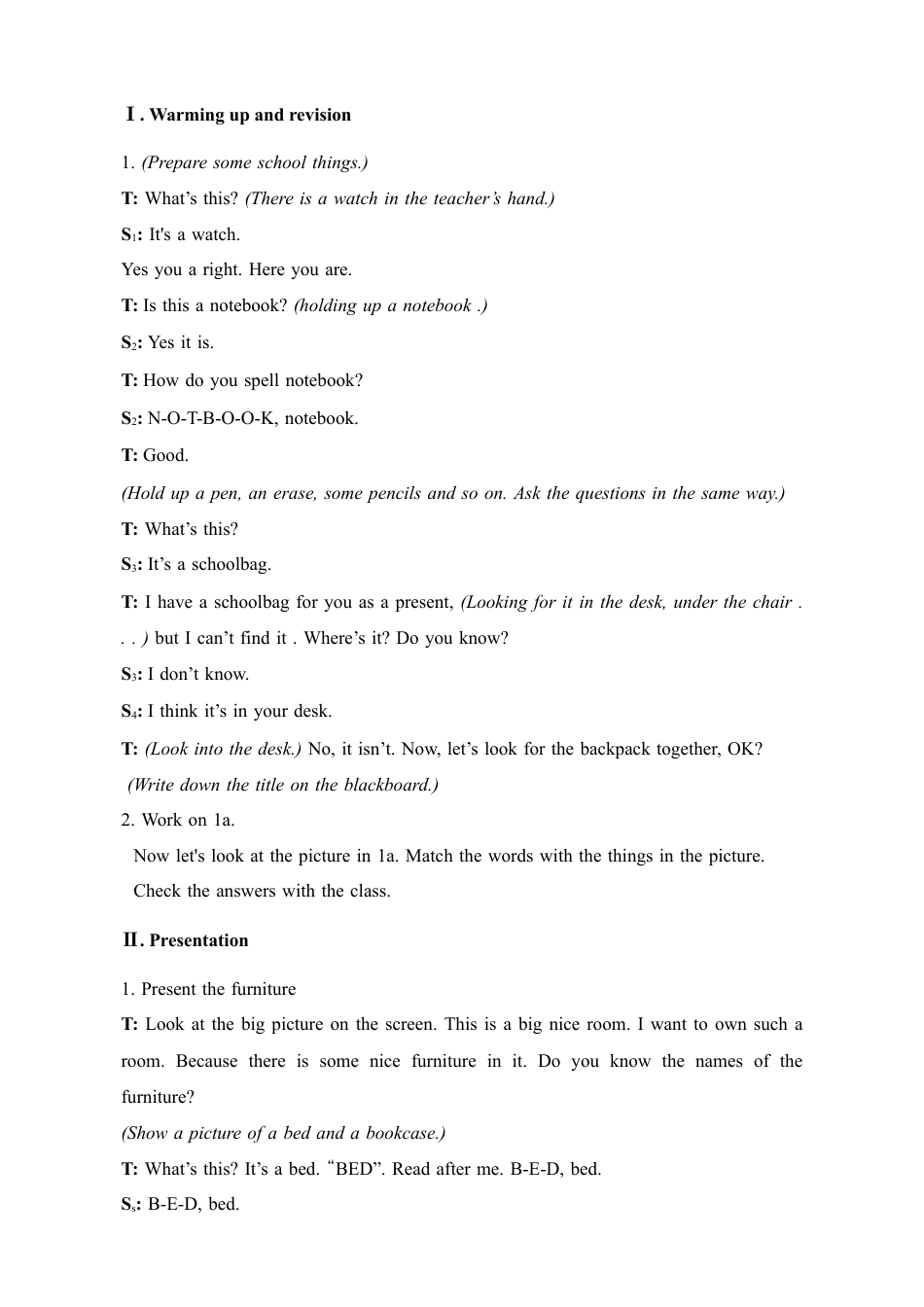 七年级英语上册：Unit 4 Where’s my schoolbag 教案.docx_第3页