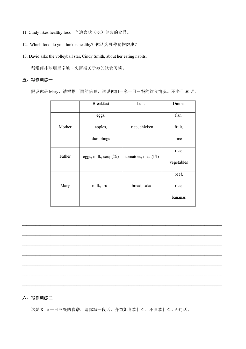 七上Unit 6 写作主题：饮食-七年级英语单元话题写作(人教版).docx_第3页