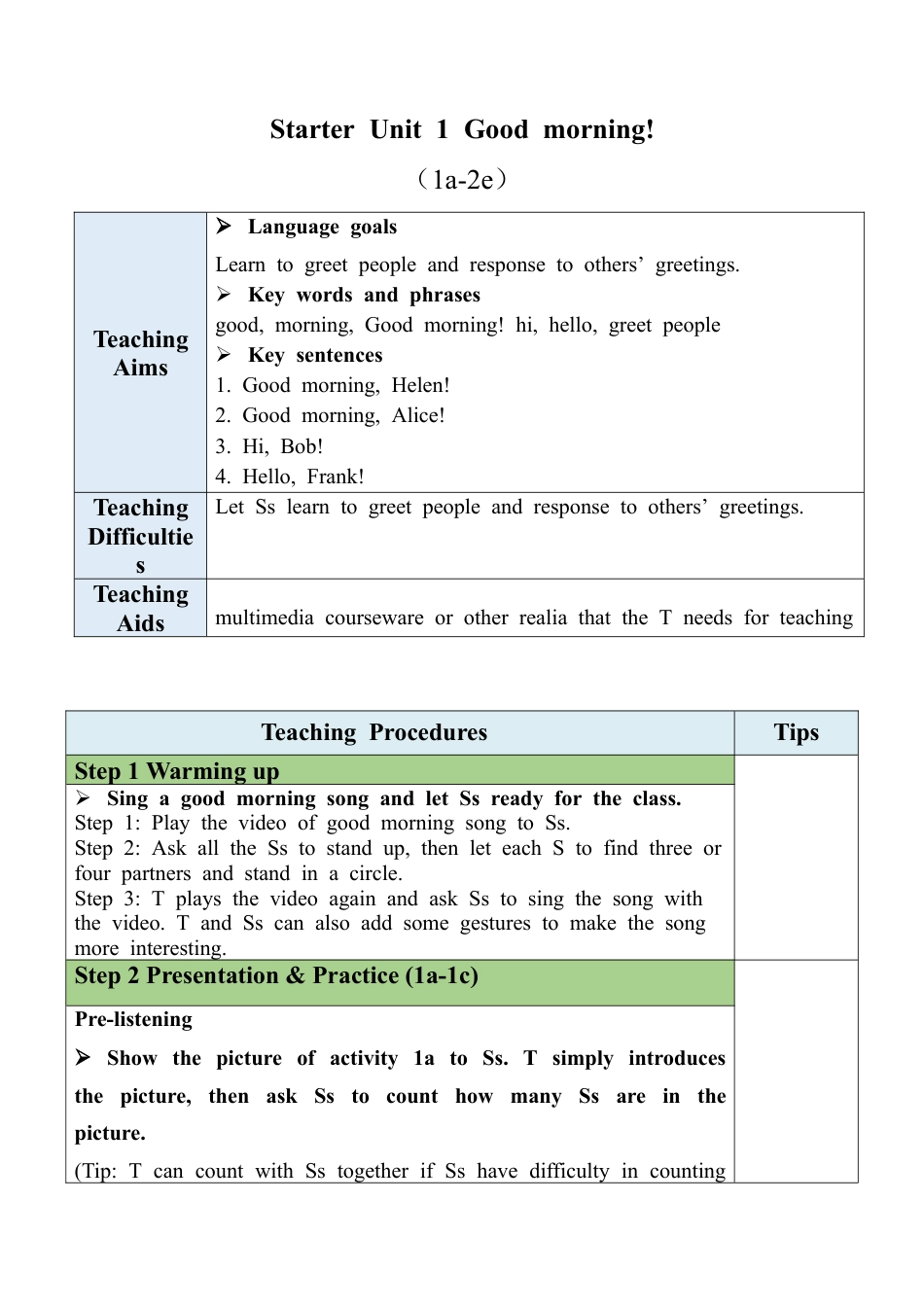 人教七年级上-Starter Unit 1（1a-2e）教案.docx_第1页