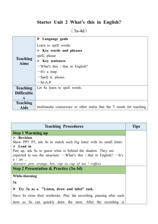人教七年级上-Starter Unit 2（3a-4d）教案.docx