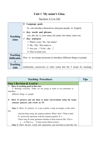 人教七年级上-Unit 1 Section A（1a-2d）教案.docx