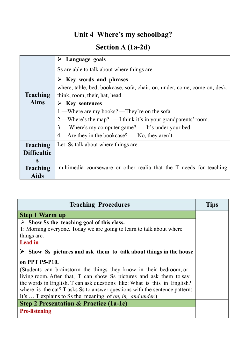 人教七年级上-Unit 4 Section A (1a-2d).docx_第1页