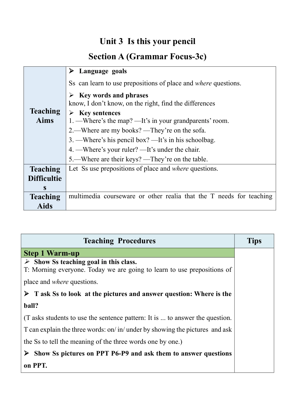 人教七年级上-Unit 4 Section A (GF-3c).docx_第1页