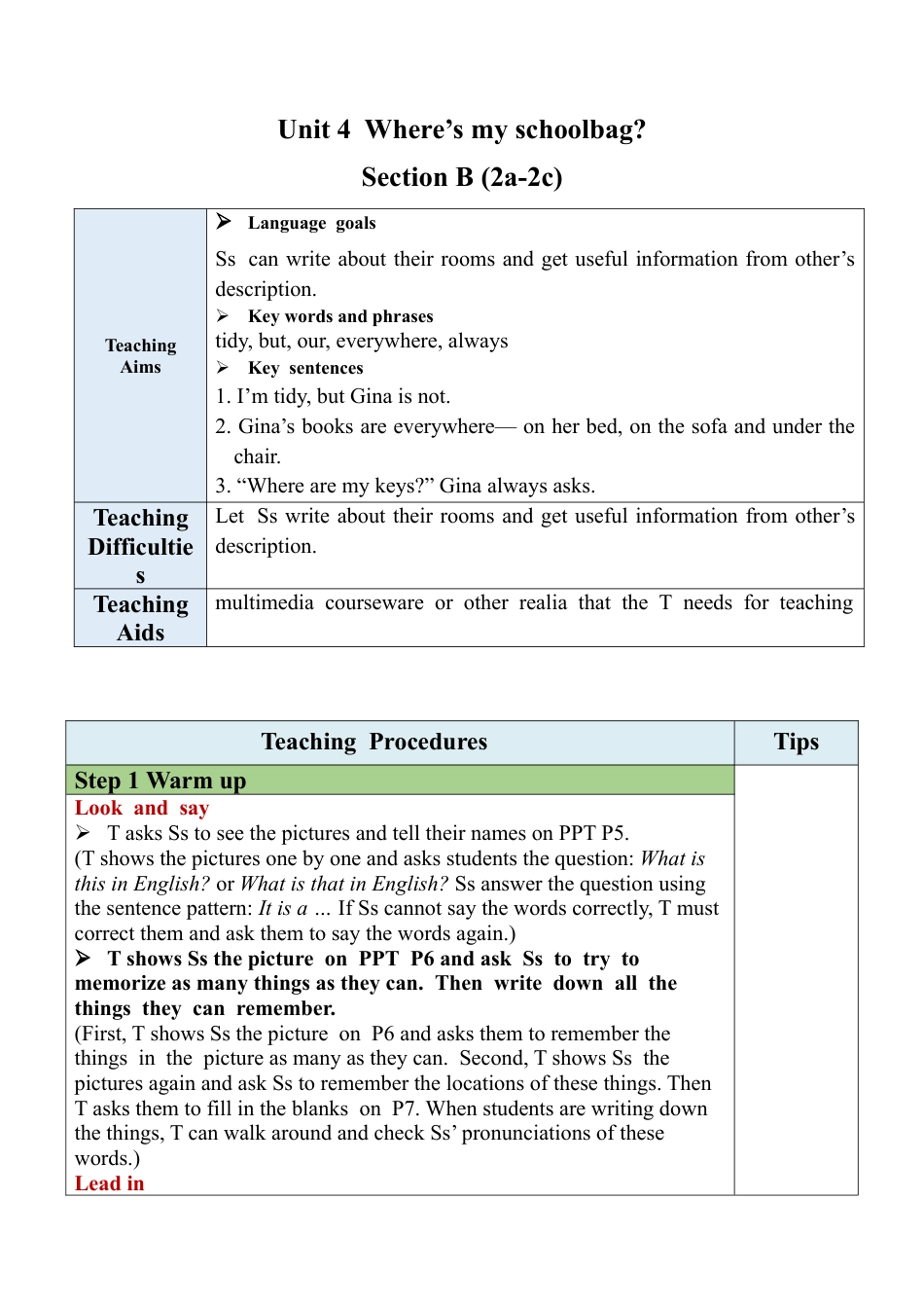 人教七年级上-Unit 4 Section B (2a-2c).docx_第1页