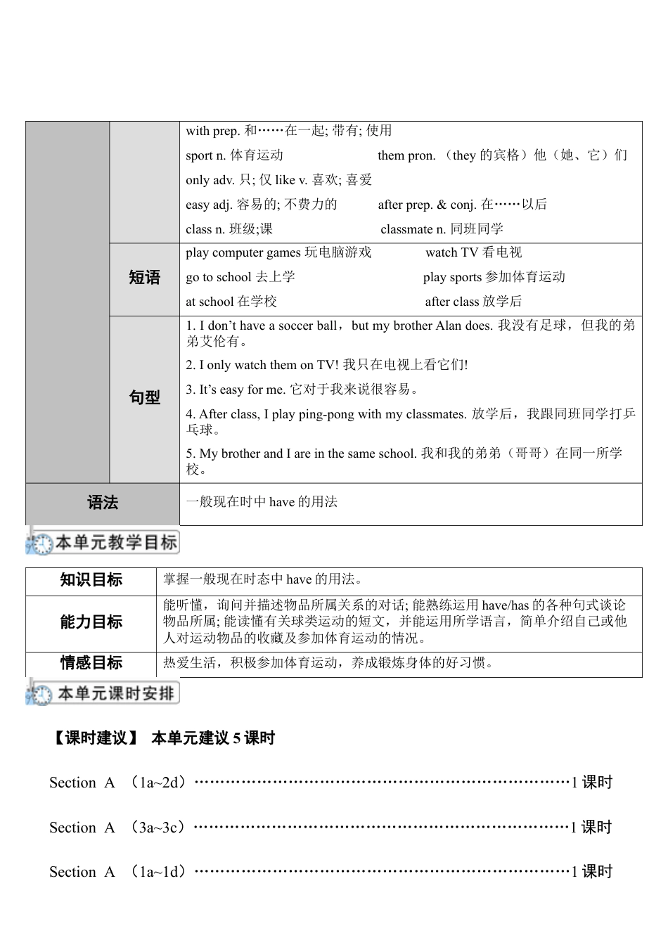 人教七年级上-Unit 5 第1课时-教学计划.docx_第2页