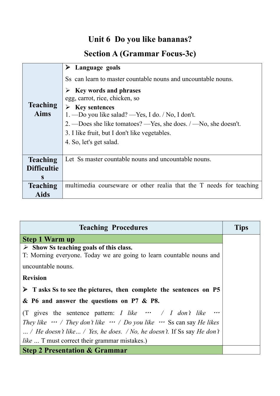人教七年级上-Unit 6 Section A (GF-3c).docx_第1页