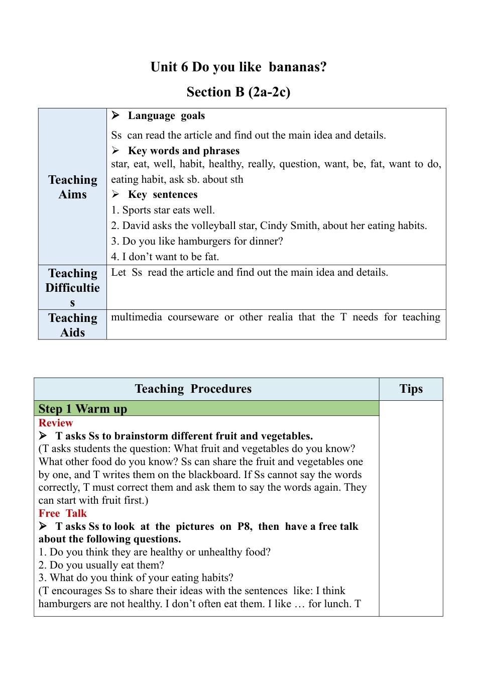 人教七年级上-Unit 6 Section B (2a-2c).docx_第1页