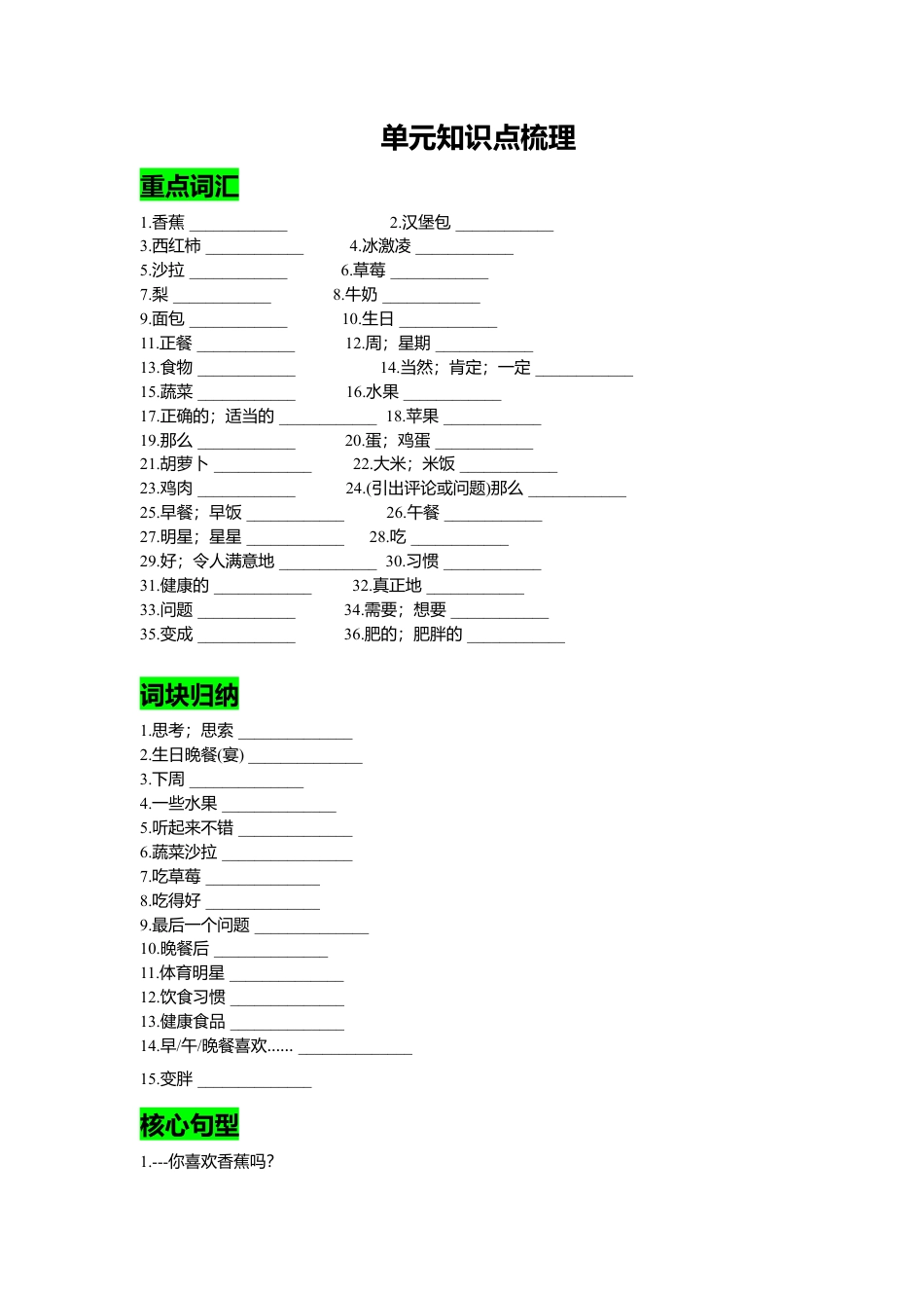 人教七年级上-Unit 6 复习课件学生版.docx_第1页