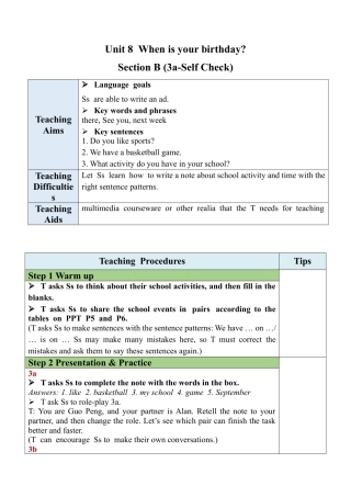 人教七年级上-Unit 8 Section B (3a-Self Check).docx
