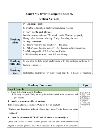 人教七年级上-Unit 9 Section A（1a-2d）教案.docx