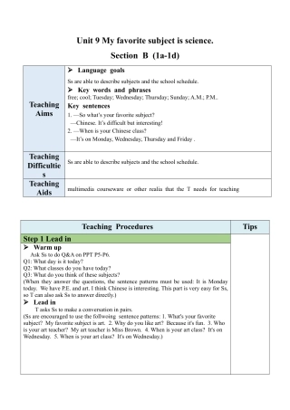 人教七年级上-Unit 9 Section B（1a-1d）教案.docx