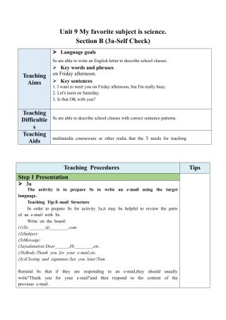 人教七年级上-Unit 9 Section B（3a-Self Check）教案.docx