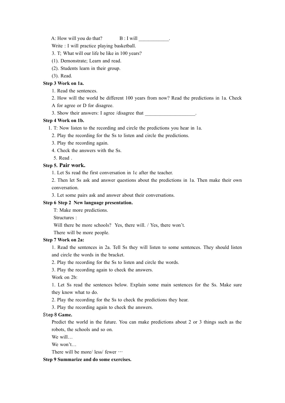 人教版八上Unit 7 Will people have robots 全单元教案  （5课时）.docx_第2页