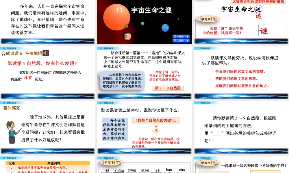 新版部编版语文六年级上册11 宇宙生命之谜.pptx