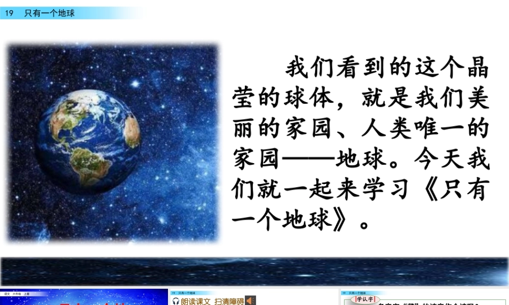 新版部编版语文六年级上册19 只有一个地球.pptx