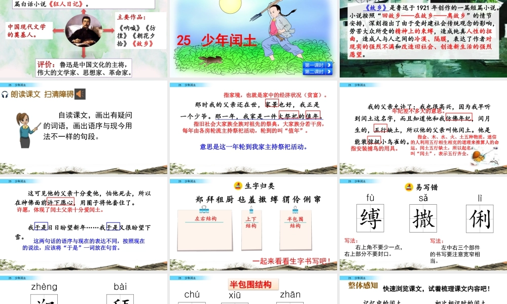 新版部编版语文六年级上册25 少年闰土.pptx