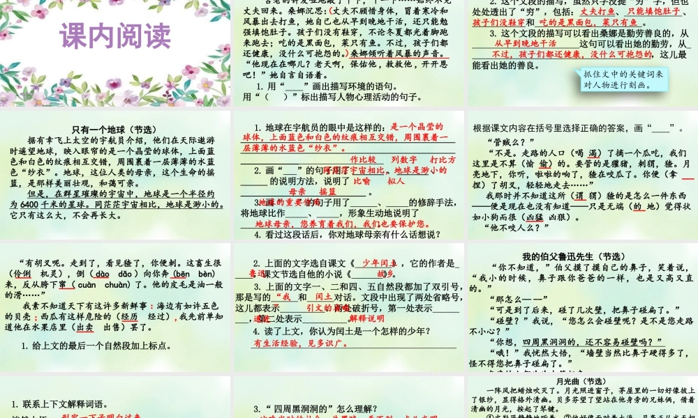 新版部编版语文六年级上册专项7：阅读指导复习课件.pptx