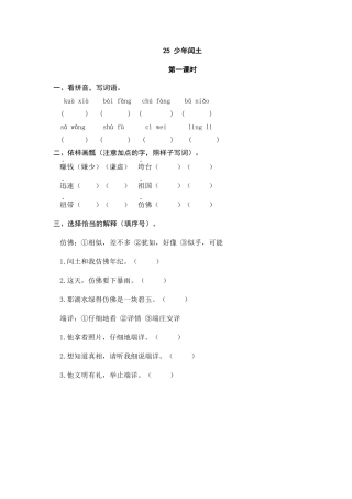 部编版六上-25 少年闰土 课时练.docx