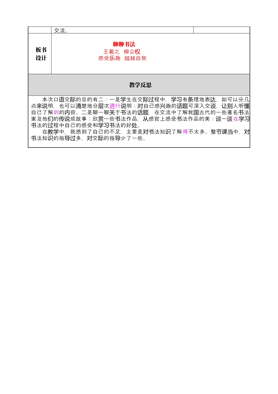 部编版语文六上 口语交际：聊聊书法教案.docx_第3页