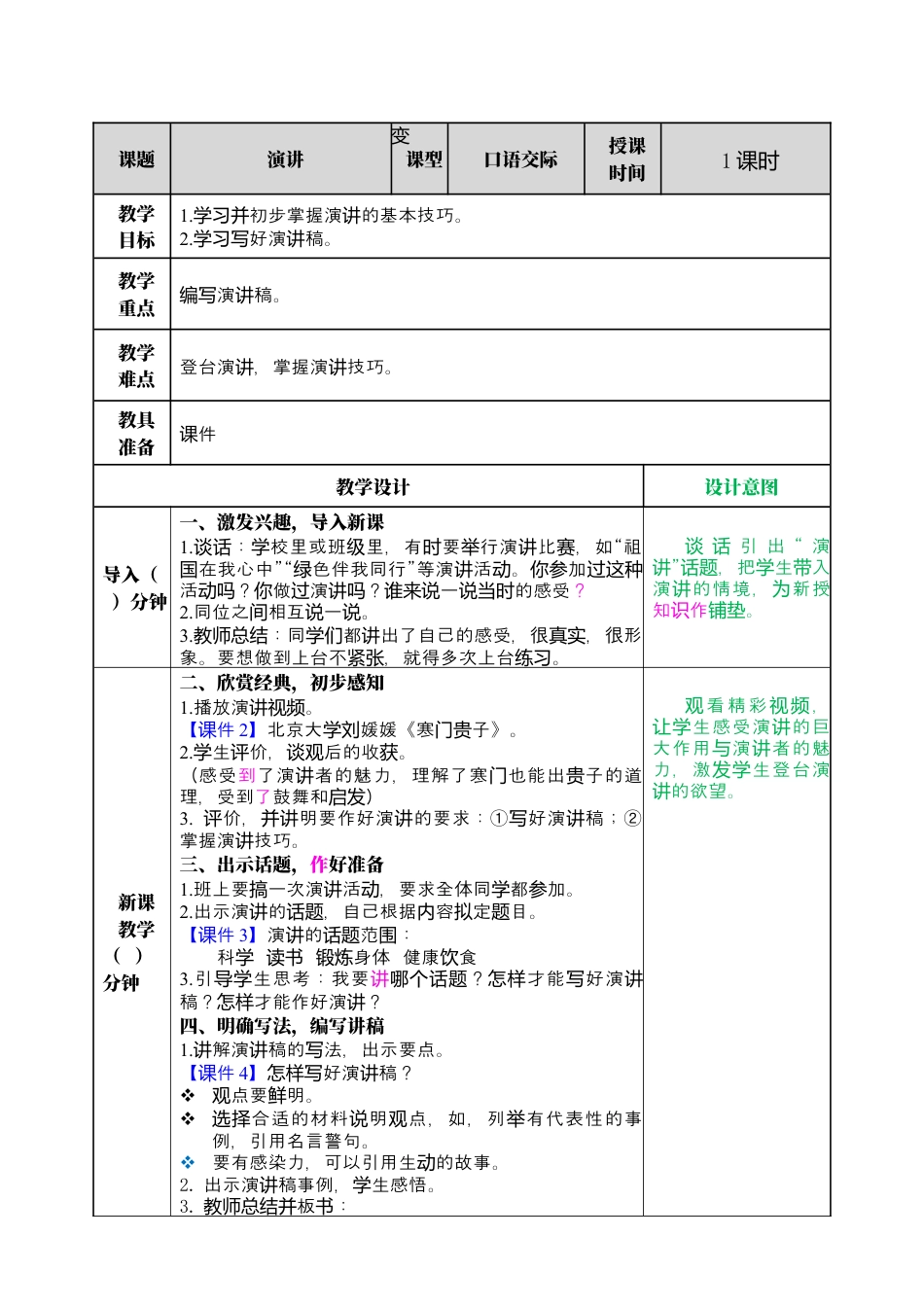部编版语文六上 口语交际：演讲  教案.docx_第1页
