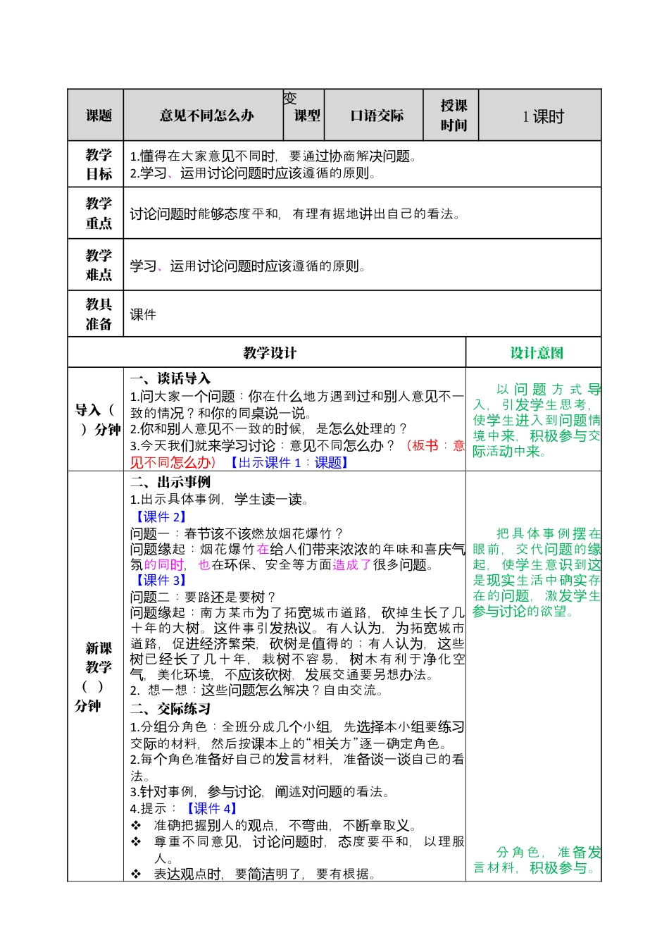 部编版语文六上 口语交际：意见不同怎么办 教案.docx_第1页