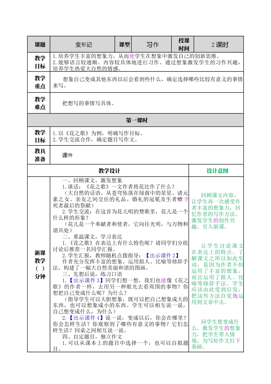 部编版语文六上 习作：变形记 教案.docx_第1页