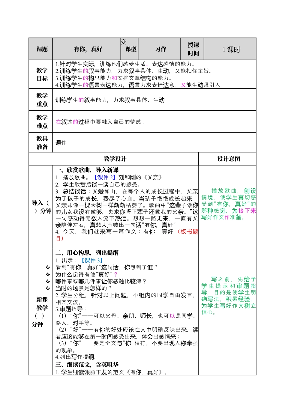 部编版语文六上 习作：有你，真好 教案.docx_第1页