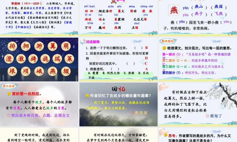 五年级下册课时3 月是故乡明 课件（部编版）.pptx