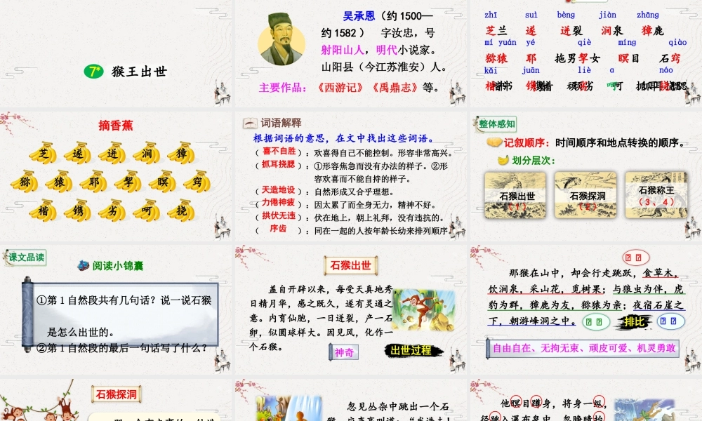 五年级下册课时7 猴王出世 课件（部编版）.pptx