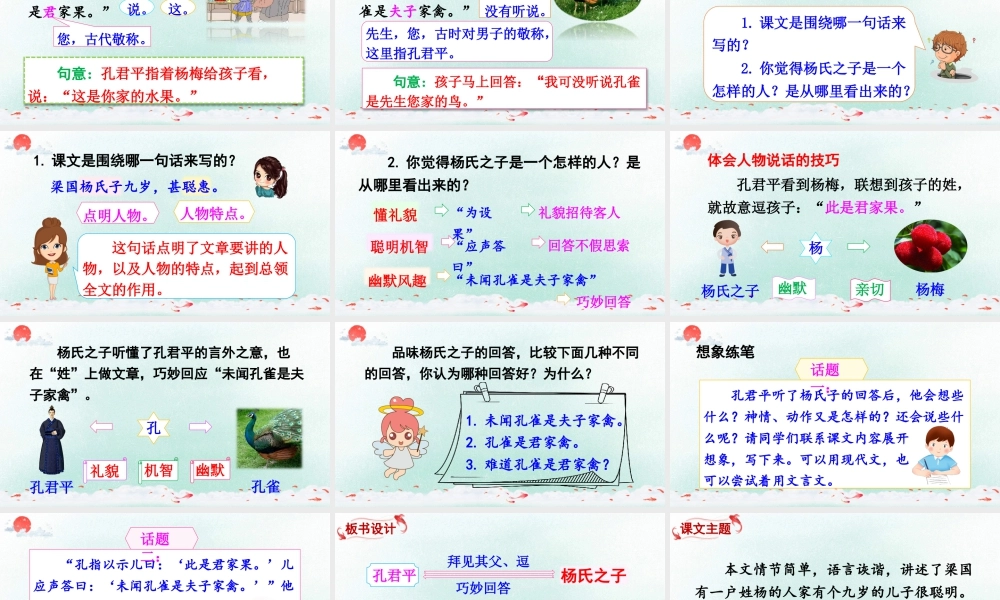 五年级下册课时21 杨氏之子 课件（部编版）.pptx