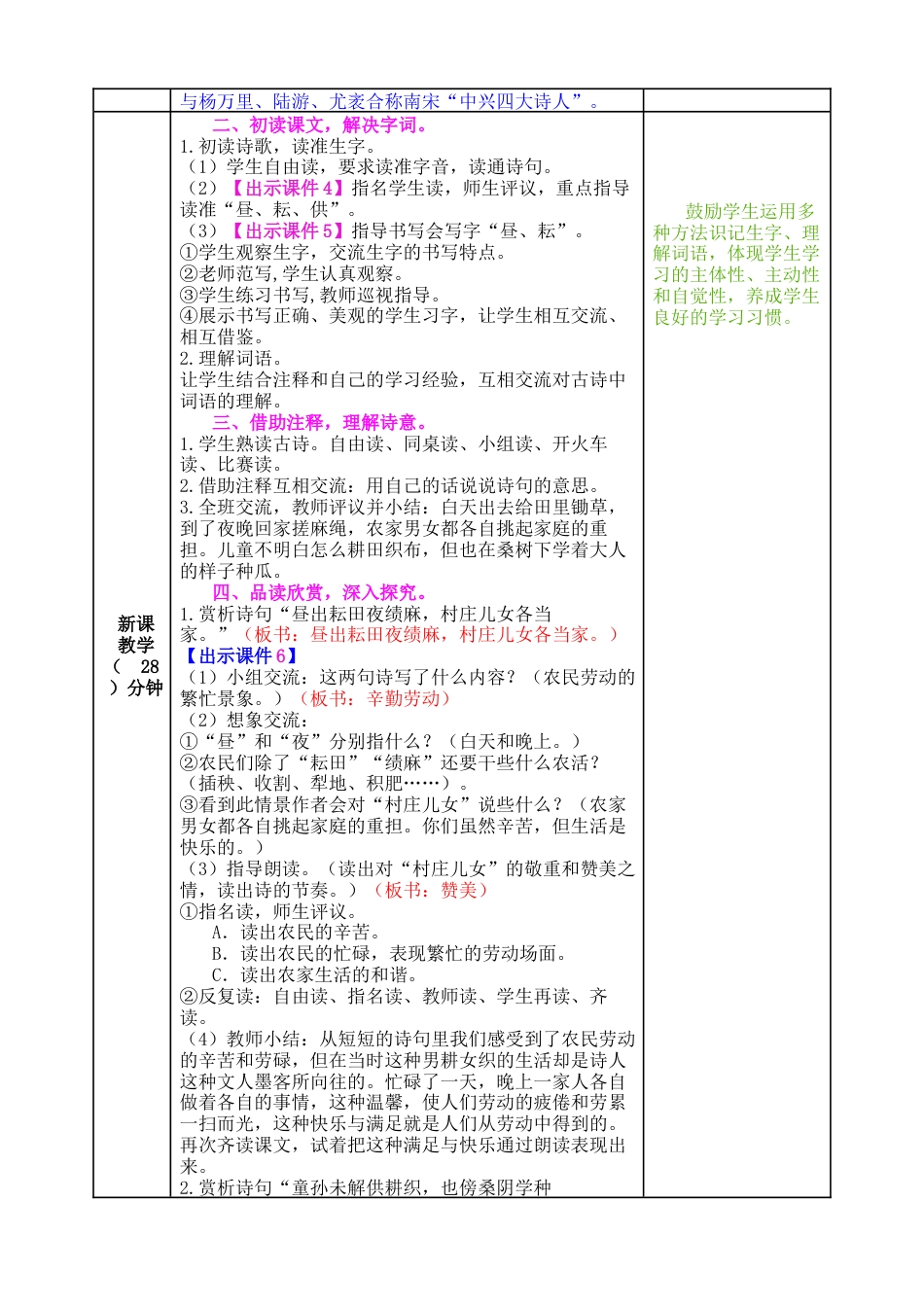 五年下册教案-1 古诗三首 教案（表格式，含教学反思、课后作业及答案）.docx_第2页