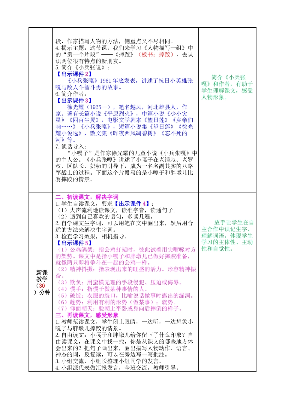 五年下册教案-13 人物描写一组 教案（表格式，含教学反思、课后作业及答案）.docx_第2页
