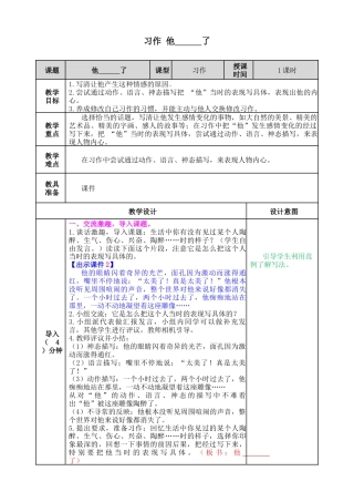 五年下册教案-习作：他______了 教案（表格式，含教学反思）.docx