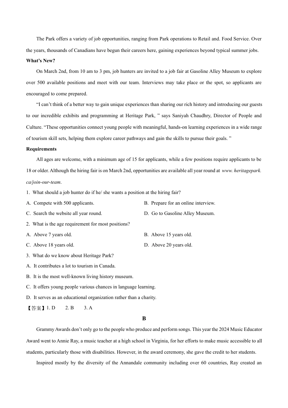 福建省福州第一中学2024-2025学年高一下学期期中考试 英语 Word版含答案.docx_第3页